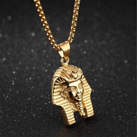 Pendentif Hip Hop homme acier inoxydable tête de pharaon égyptien