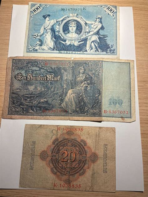 Geldscheine Banknoten Reichsbanknote Mark Mio