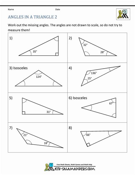 Finding Missing Angles In Triangles Worksheet Finding Missin