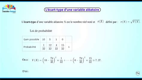 Esp Rance Math Matique Variance Et Cart Type D Une Variable Al Atoire