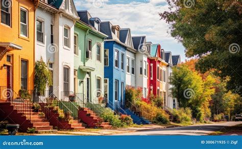 Row Of Colorful Houses With Each House Having Its Own Unique Shade