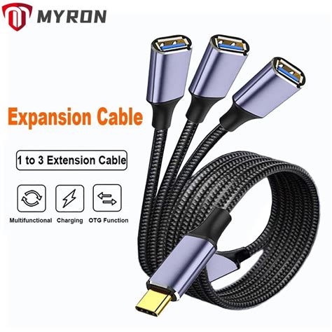 Myron อะแดปเตอร์แปลง Type C เป็นฮับ Usb ชาร์จเร็ว 3 In 1 สําหรับแล็ปท็อป แท็บเล็ต สมาร์ทโฟน