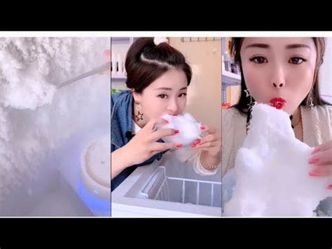 FREEZER FROST MUKBANG EATING ASMR SOFT DRY WHITE FROST CHUNK FROST