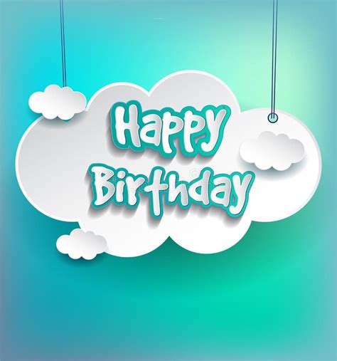 Happy Birthday Vector Design For Greeting Cards With Balloon And Clouds