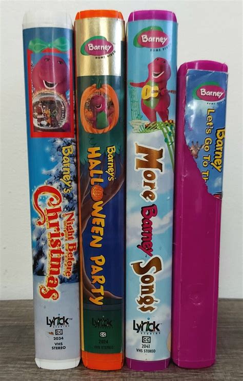 Lot Of 4 Vintage Barney Clamshell Vhs Tapes Grelly Usa