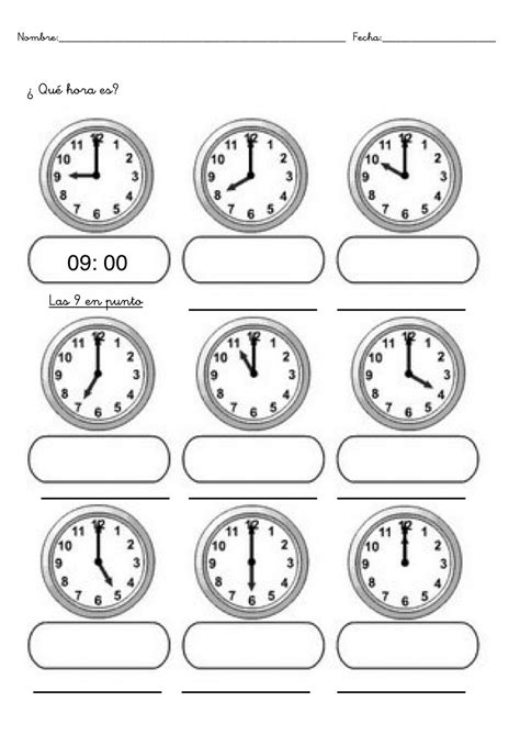 Fichas Para Aprender Las Horas Del Reloj Artofit