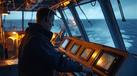 Premium Photo A Crew Member Stands Watch On The Deck Of A Ship