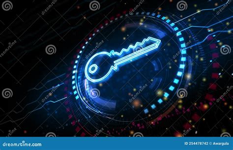 Cyber Security With Key Symbol Digital Concept D Illustration Stock