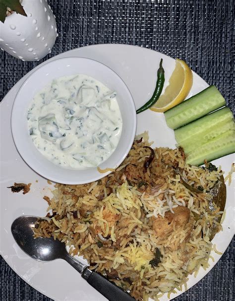 Homemade Chicken Biryani With Cucumber Raita Rfood