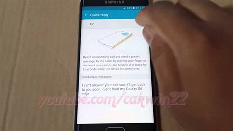 Android How To Enable Or Disable Edge Quick Reply In Samsung Galaxy S6 Edge Youtube