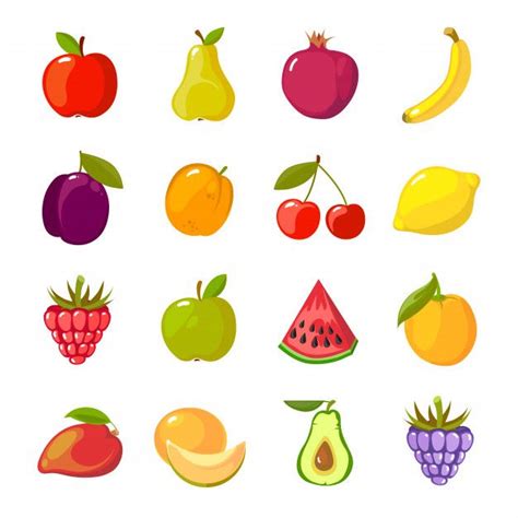 Conjunto De Desenhos Animados De Frutas