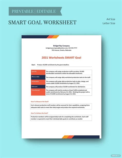 Smart Goals Worksheet Template In Word Powerpoint Pdf Excel Google