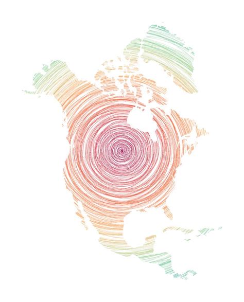 North America Map Filled With Concentric Circles Stock Vector