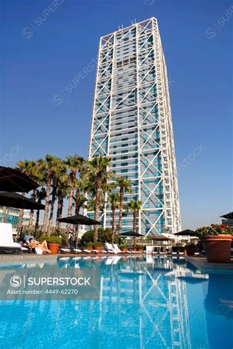 Pool area of Hotel Arts, Port Olympico, Barcelona, Catalonia, Spain ...