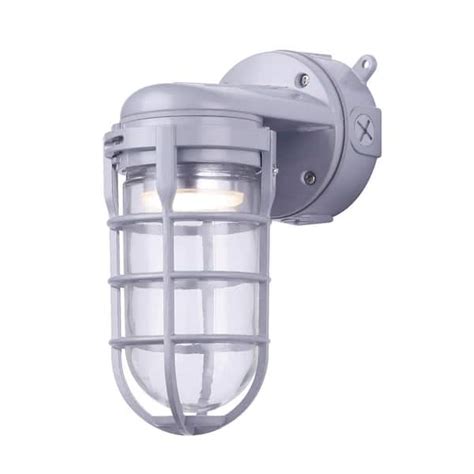 Canarm Grey Led Outdoor Barn Light Wall Lantern Lol392gy The Home Depot