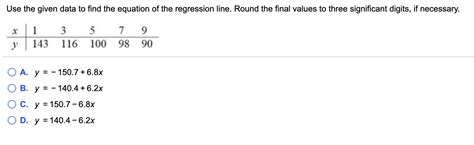 Solved Use The Given Data To Find The Equation Of The Chegg