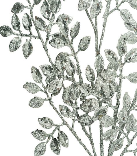 34 Christmas Silver Glitter Leaves Stem By Bloom Room Joann