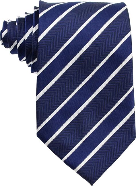 New Classic Striped Dark Blue White Jacquard Woven Silk Men S Tie