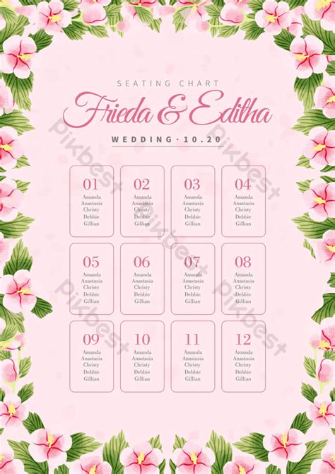 Seating Watercolor Wedding Chart Template | PSD Free Download - Pikbest