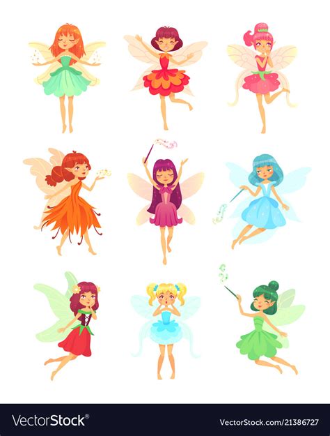 Cartoon fairies characters fairy creatures Vector Image