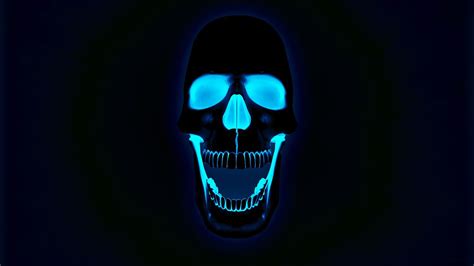 Blue neon skull - backiee