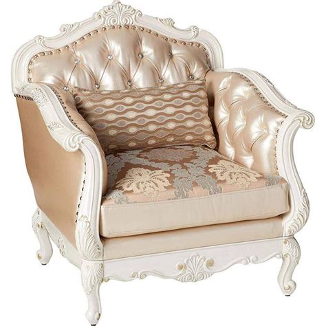 Benjara Gold Faux Leather Arm Chair With Queen Anne Legs Bm The