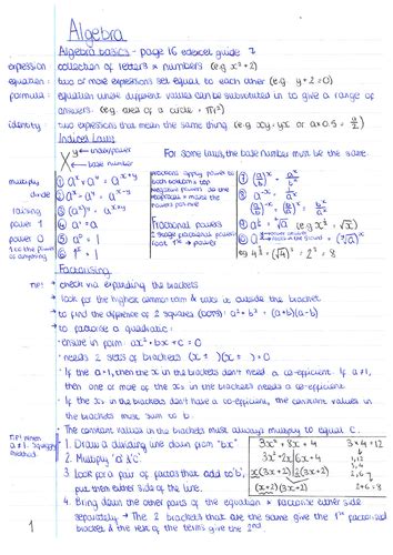 Edexcel Gcse 9 1 Maths Notes Algebra Teaching Resources