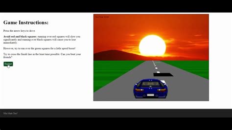 Sunset Drive Game In Javascript With Source Code