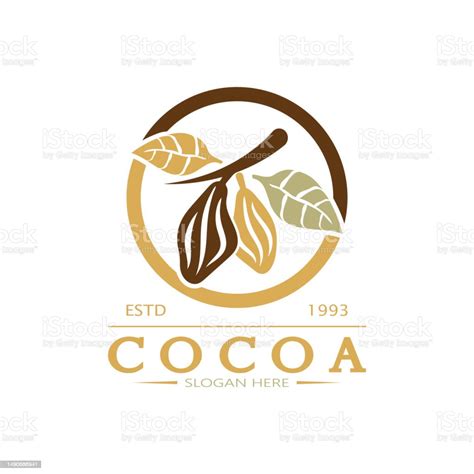 Cocoa Logococoa Beancocoa Treecocoa Branches And Leaveschocolate Mix On