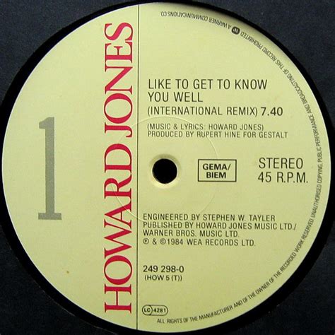 Howard Jones Like To Get To Know You Well 12″ Maxi Akerrecords Nl