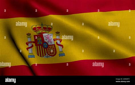 Spain Satin Flag Waving Fabric Texture Of The Flag Of Spain Real