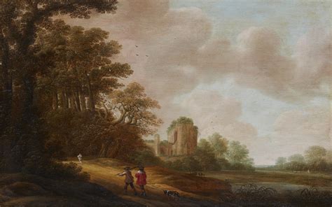 Wooded Landscape With Two Hunters And A Ruined Church Lot 1802