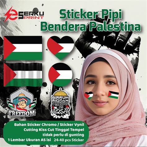 Jual Stiker Pipi Palestina Bentuk Hati Love Sticker Bendera Aksesoris