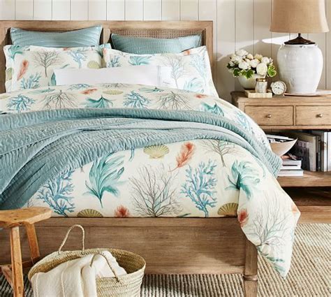 Del Mar Coastal Organic Percale Patterned Duvet Cover And Sham Pottery