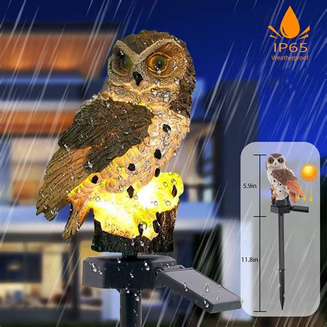 LED Garden Solar Lights Owl Shape EEEkit Resin Owl LED Decorative