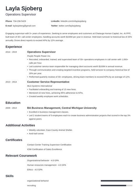 Supervisor Resume—examples Skills Job Description And Tips