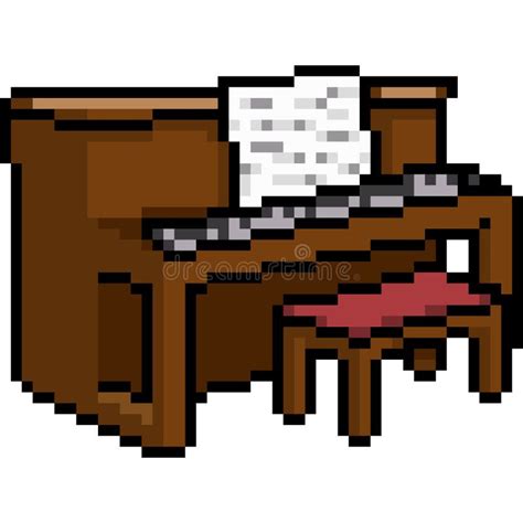 Piano Pixel Art 8 Bit Musical Instrument Vector Illustration Stock