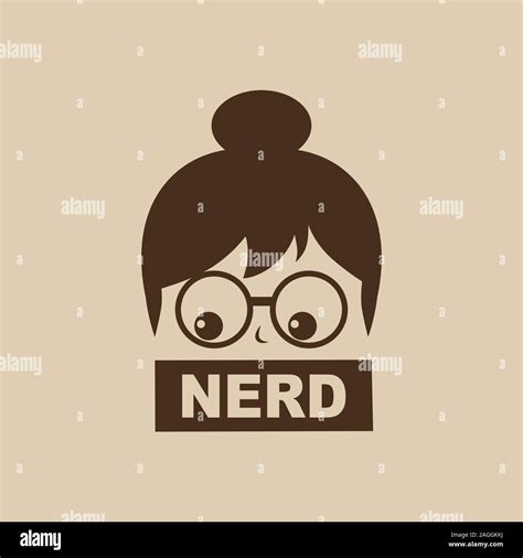 Nerd Geek Girl Cartoon Character Sign Logo Vector Art Stock Vector