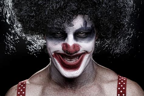 Spooky Clown Portrait On Black Background Stock Image Image Of Goth