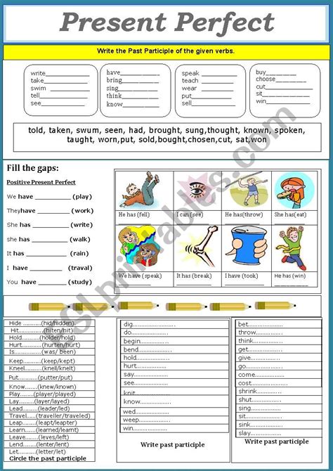 Present and Past participle /Present Perfect - ESL worksheet by jhansi