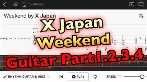 【tab】‪x Japan Weekend‬【エレキギター上級者用練習曲】guitar Tutorial Youtube