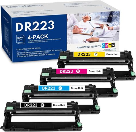 DR223 4 Pack B C M Y DR 223 High Yield DR223CL DR 223CL Drum Unit