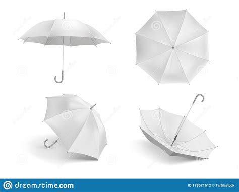 Realistic White Umbrella Mockup Blank Open Fabric Parasol Outdoor Weather Waterproof Umbrellas