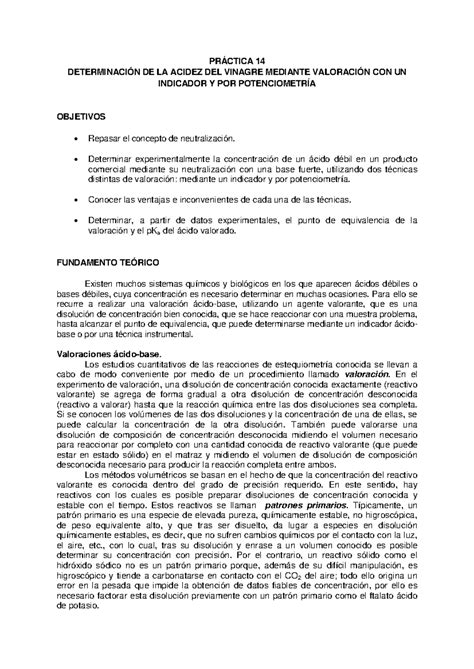 Determinación DE LA Acidez DEL Vinagre Mediante Valoración CON UN