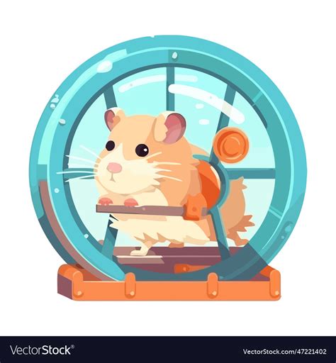 Hamster In A Running Wheel Cartoon Royalty Free Vector Image