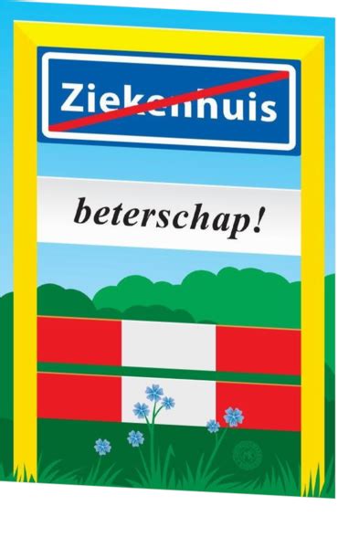 Beterschapsansichtkaart Verkeersbord Ziekenhuis Beterschap