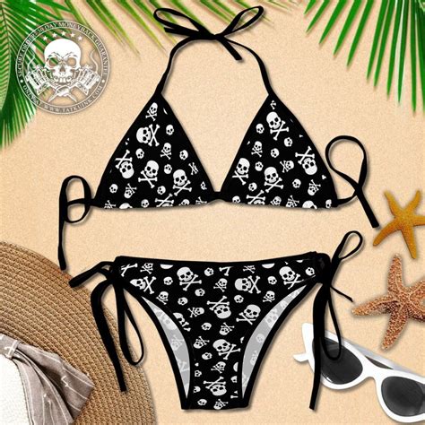 White Crossbones Skull Bikini Swimsuit Bikini Swimsuits Skull