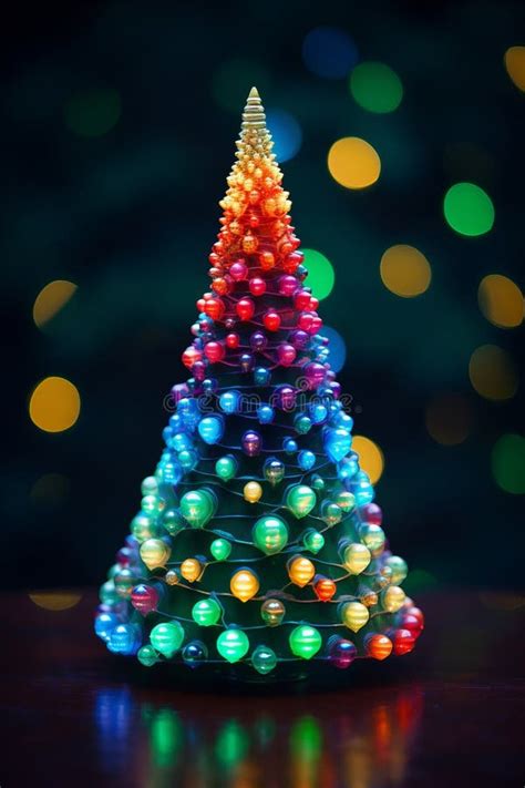 A Colorful Christmas Tree Made Out of Colored Lights Stock Illustration ...