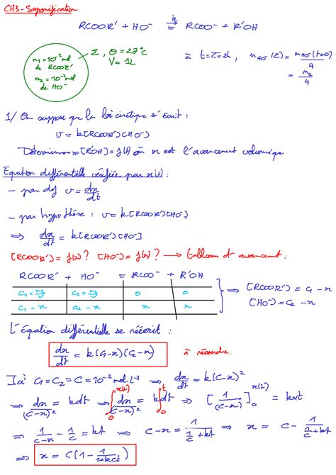 Cin Tique Chimique Homog Ne Corrig S Alloschool