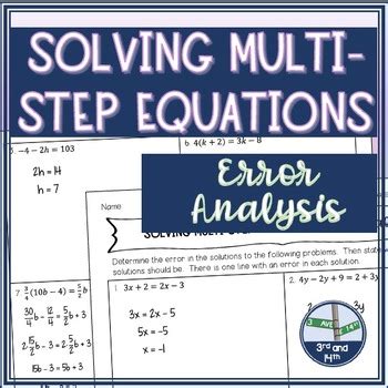 Solving Multi Step Equations Error Analysis Activity By 3rd And 14th